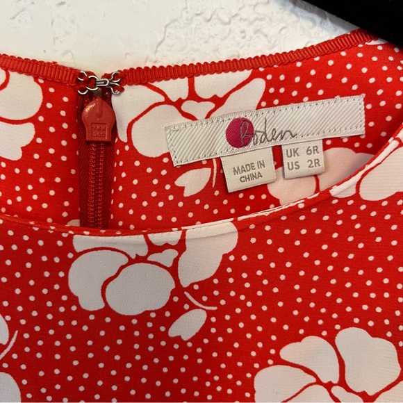 Boden Ruth Rosehip Primrose Floral Midi Dress Red Polka Dot 2R - Picture 6 of 15